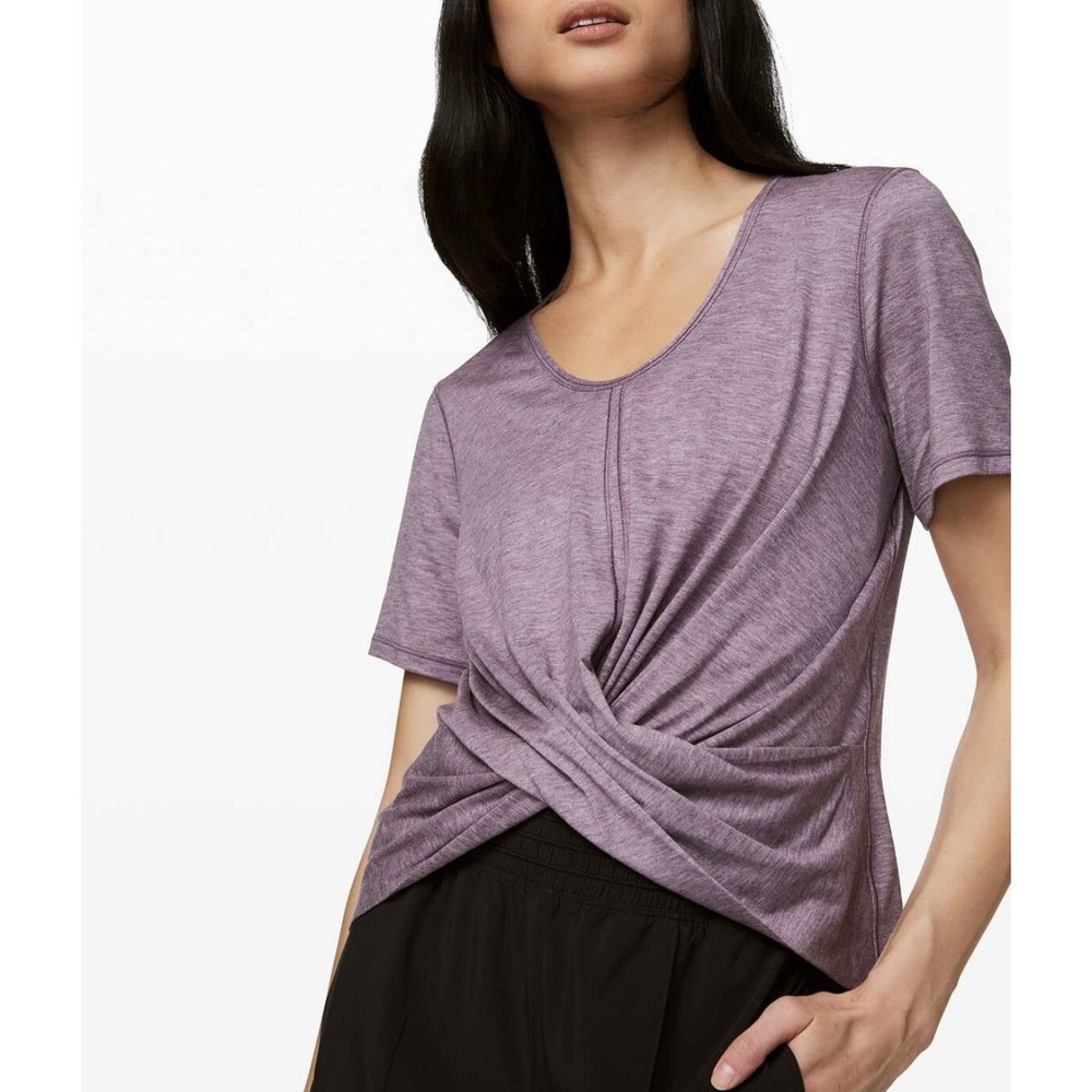 Lululemon Women's 6 Purple Do the Daily Short Sleeve Cross Front Tee Shirt NWT